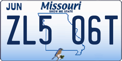 MO license plate ZL5O6T