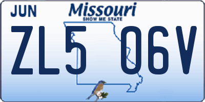 MO license plate ZL5O6V