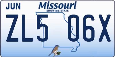 MO license plate ZL5O6X