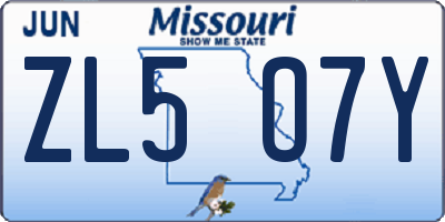 MO license plate ZL5O7Y
