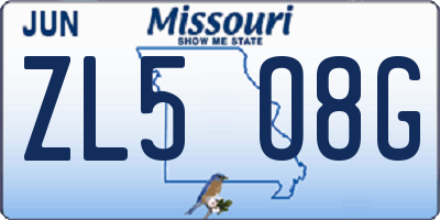MO license plate ZL5O8G