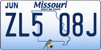 MO license plate ZL5O8J
