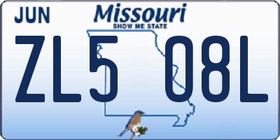 MO license plate ZL5O8L