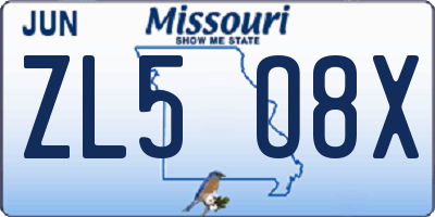 MO license plate ZL5O8X