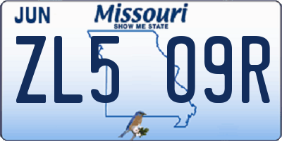 MO license plate ZL5O9R