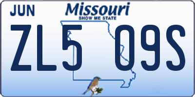 MO license plate ZL5O9S