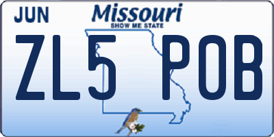 MO license plate ZL5P0B