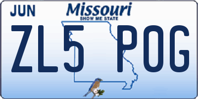 MO license plate ZL5P0G