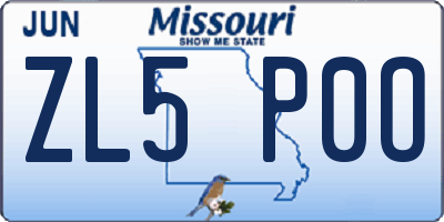 MO license plate ZL5P0O