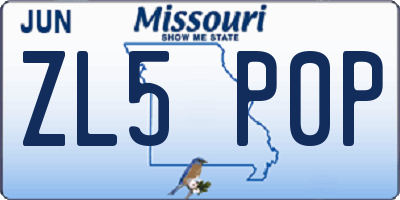 MO license plate ZL5P0P
