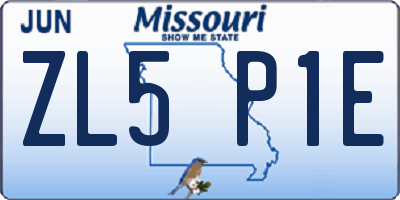 MO license plate ZL5P1E