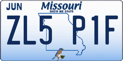 MO license plate ZL5P1F