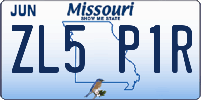 MO license plate ZL5P1R
