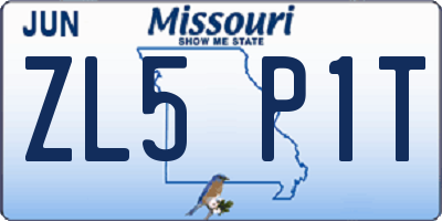 MO license plate ZL5P1T