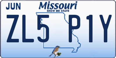 MO license plate ZL5P1Y