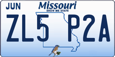 MO license plate ZL5P2A