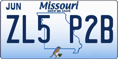 MO license plate ZL5P2B
