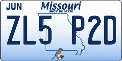 MO license plate ZL5P2D