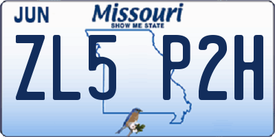 MO license plate ZL5P2H