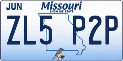 MO license plate ZL5P2P