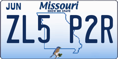 MO license plate ZL5P2R