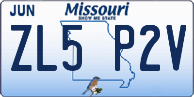 MO license plate ZL5P2V