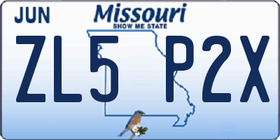 MO license plate ZL5P2X