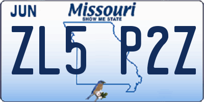 MO license plate ZL5P2Z