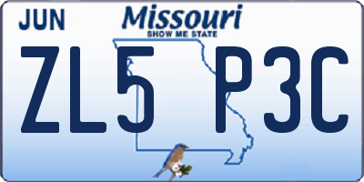MO license plate ZL5P3C