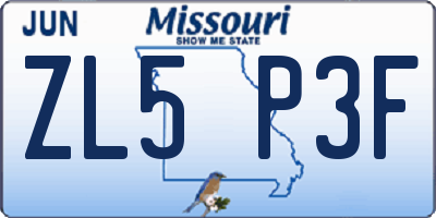 MO license plate ZL5P3F