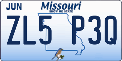 MO license plate ZL5P3Q