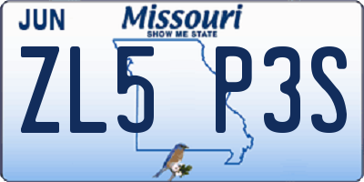 MO license plate ZL5P3S