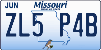MO license plate ZL5P4B