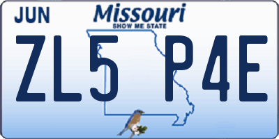 MO license plate ZL5P4E