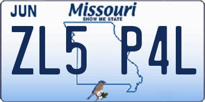 MO license plate ZL5P4L