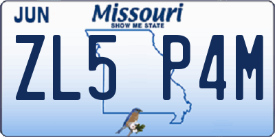 MO license plate ZL5P4M