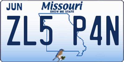 MO license plate ZL5P4N
