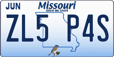 MO license plate ZL5P4S