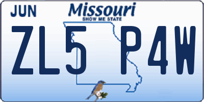 MO license plate ZL5P4W
