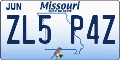 MO license plate ZL5P4Z