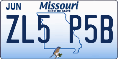 MO license plate ZL5P5B