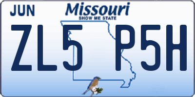 MO license plate ZL5P5H