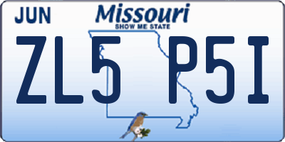 MO license plate ZL5P5I
