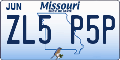 MO license plate ZL5P5P