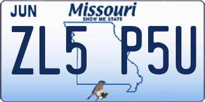 MO license plate ZL5P5U