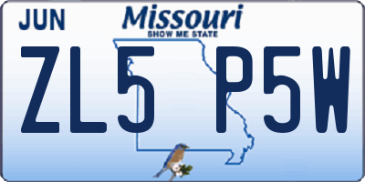 MO license plate ZL5P5W