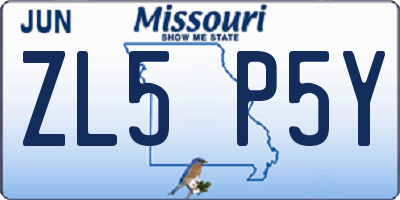 MO license plate ZL5P5Y