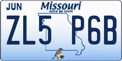 MO license plate ZL5P6B