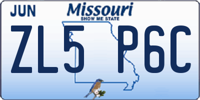 MO license plate ZL5P6C