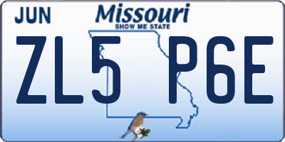 MO license plate ZL5P6E
